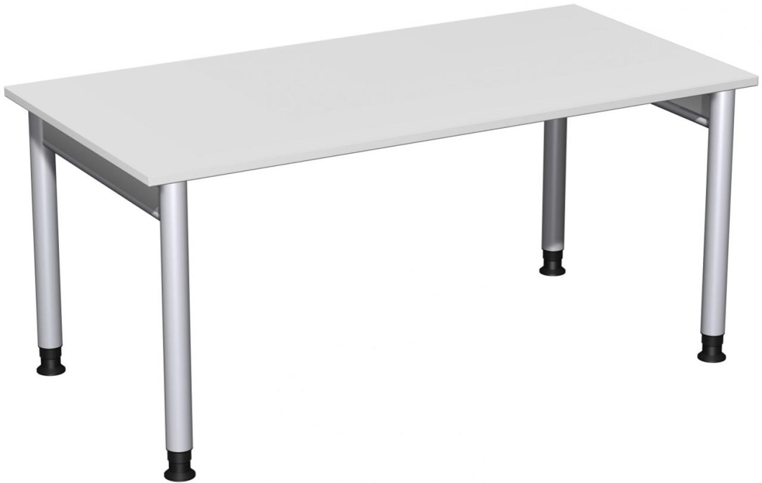 Schreibtisch '4 Fuß Pro' höhenverstellbar, 160x80cm, Lichtgrau / Silber Bild 1