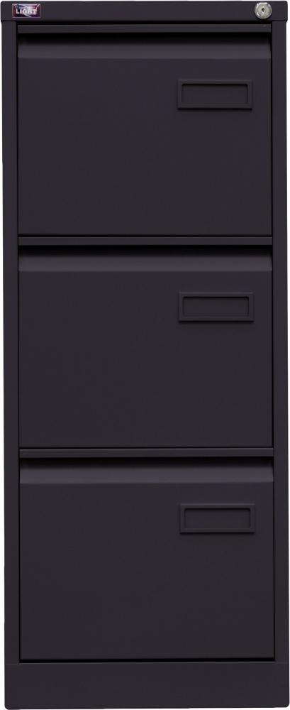 Bisley LIGHT Hängeregistraturschrank, einbahnig, DIN A4, 3 HR-Schubladen, Farbe schwarz Bild 1