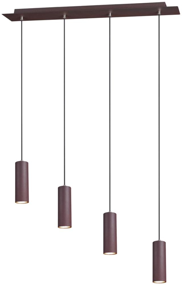 Elegante Pendellampe aus rostfarbigem Metall mit 4 dimmbaren LEDs Bild 1