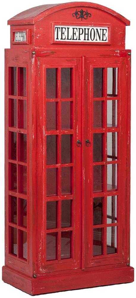 Regal LONDON 2-türig Antik Rot Mahagoni ca. H180cm Vitrine Telefonzelle Shabby Bild 1