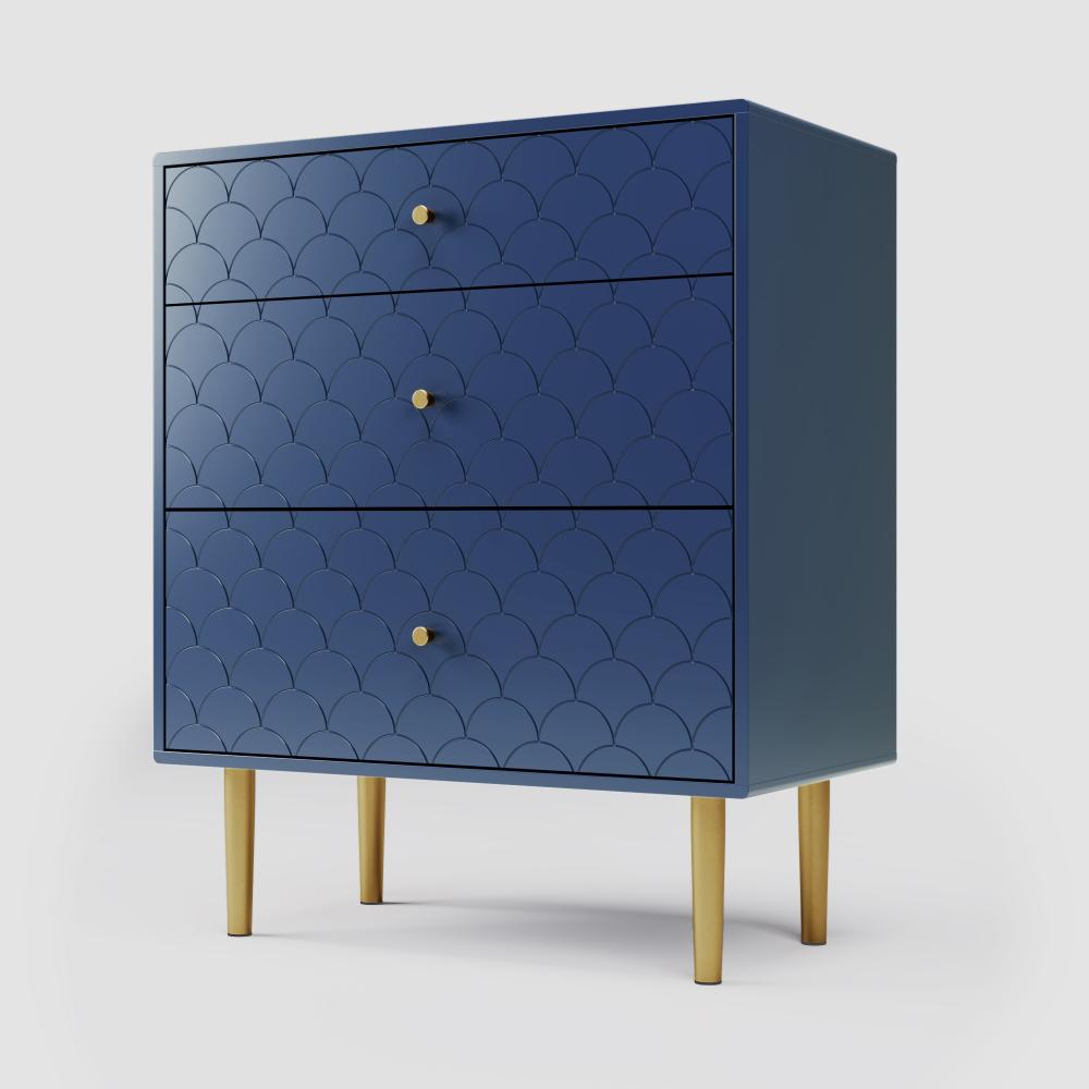 Merax Schubladenkommode Kommode mit 3 Schubladen, Sideboard Highboard für Schlafzimmer & alle Wohnräume, Marineblau-H89/B75/T40 cm Bild 1