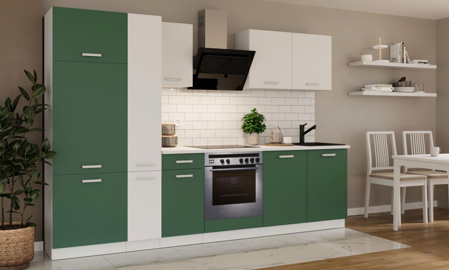 Küche 'Toni' Küchenzeile, Küchenblock, Singleküche, 290 cm, Labrador Grün Bild 1