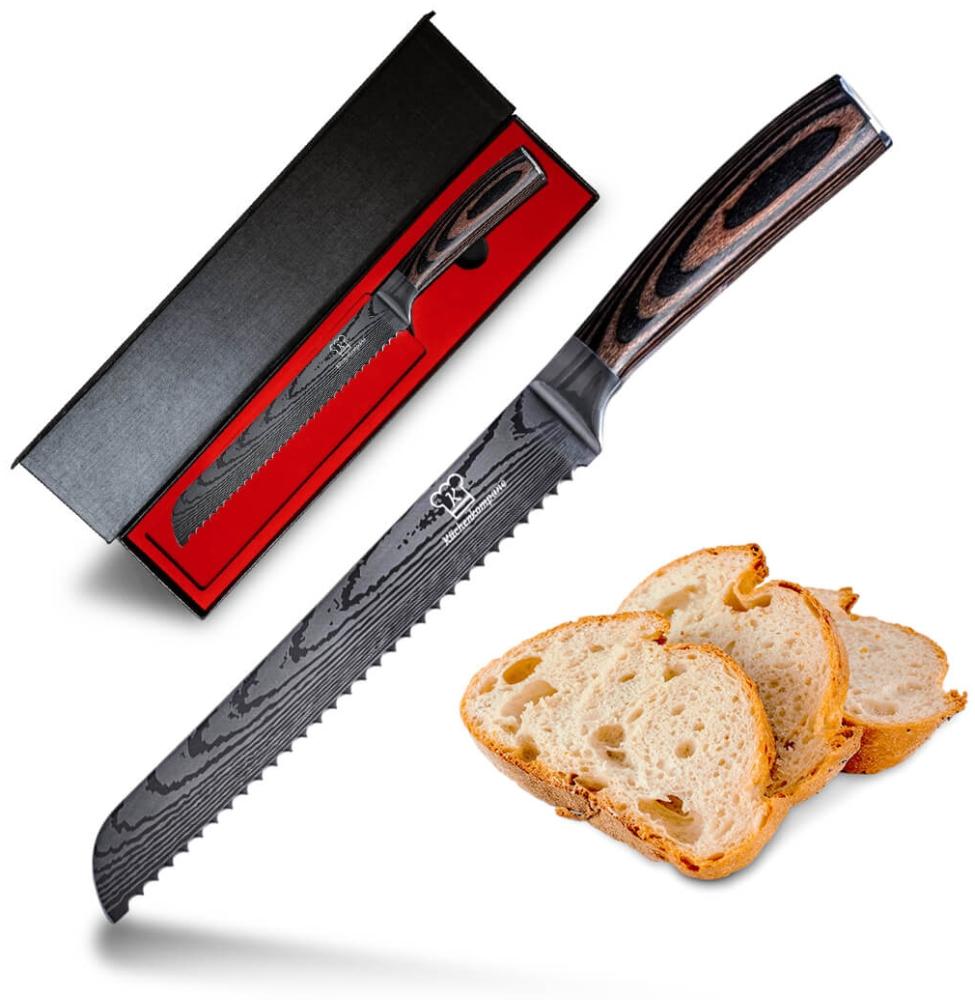 Asiatisches Brotmesser - Messer aus gehärteter Edelstahl - Rasiermesser scharfe Klinge - Küchenmesser mit Echtholzgriff - inkl. gratis Messerbox. Bild 1