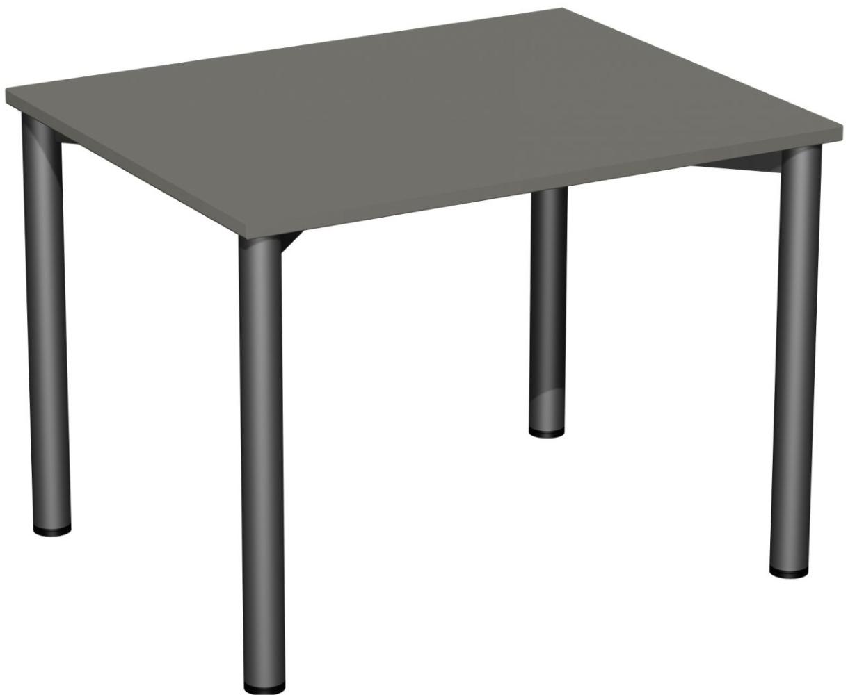 Schreibtisch '4 Fuß Flex', feste Höhe 100x80cm, Graphit / Anthrazit Bild 1