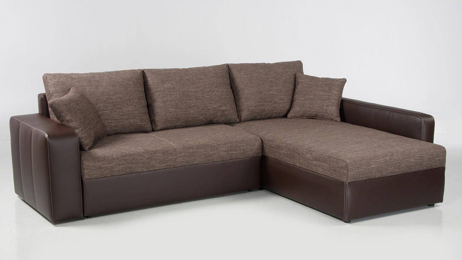 Ecksofa VIPER Sofa in braun mit Bettfunktion und Kissen Bild 1