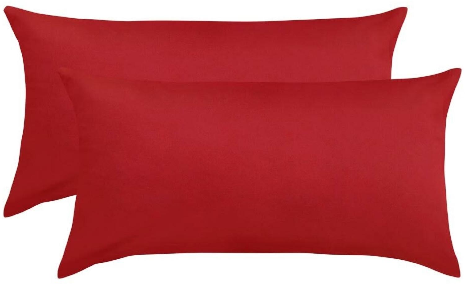 BettwarenShop Single Jersey Kissenbezug Ulm 2er Pack | 40x80 cm | rot Bild 1