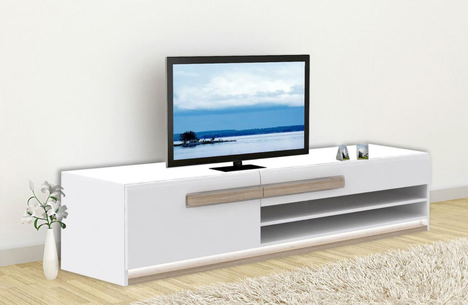 Lowboard TV-Unterschrank weiß sonoma eiche inkl. Beleuchtung Bild 1