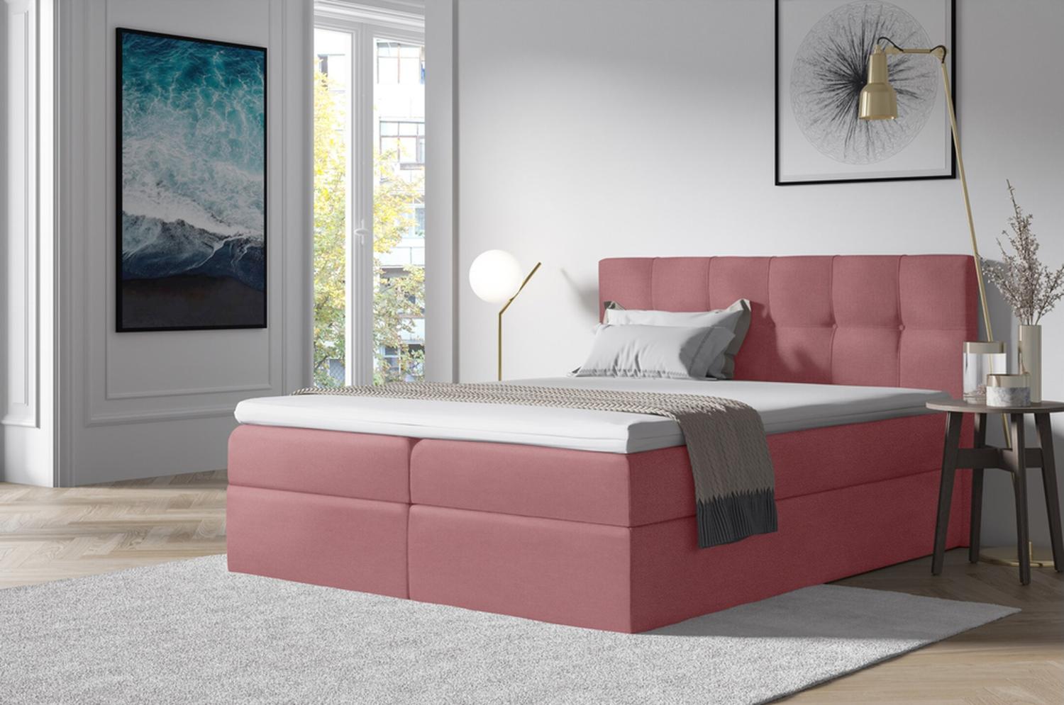 Stylefy 'Cesar' Boxspringbett Velours Lila 160 x 200 cm Bild 1