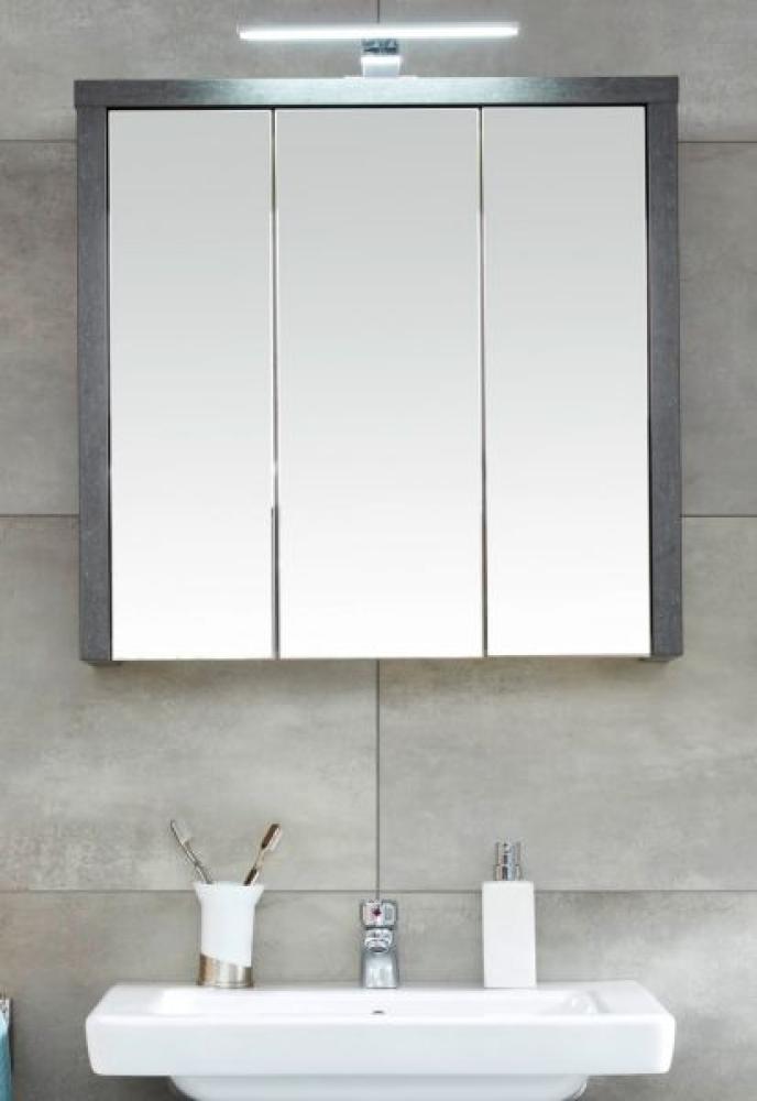 Badmöbel Spiegelschrank "Bay" Beton grau und Eiche Riviera 67 x 71 cm Bild 1