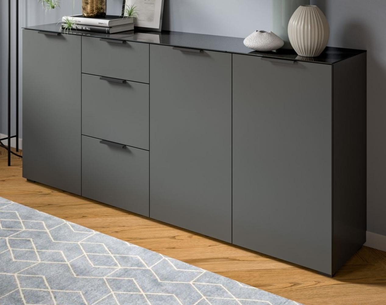 Sideboard Riano in grau mit Glasauflage 179 cm Bild 1