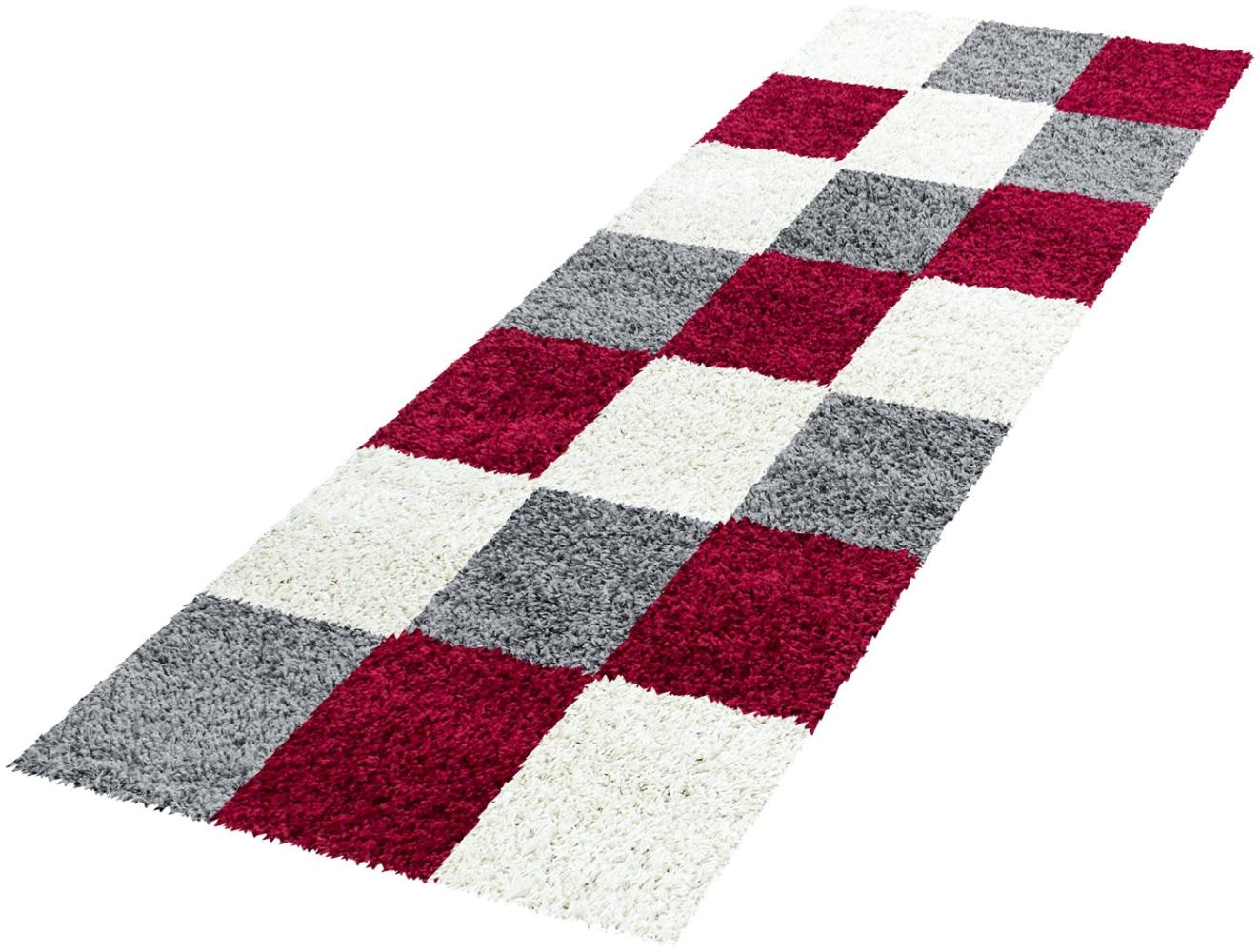 Hochflor Teppich Lux Läufer - 80x250 cm - Rot Bild 1