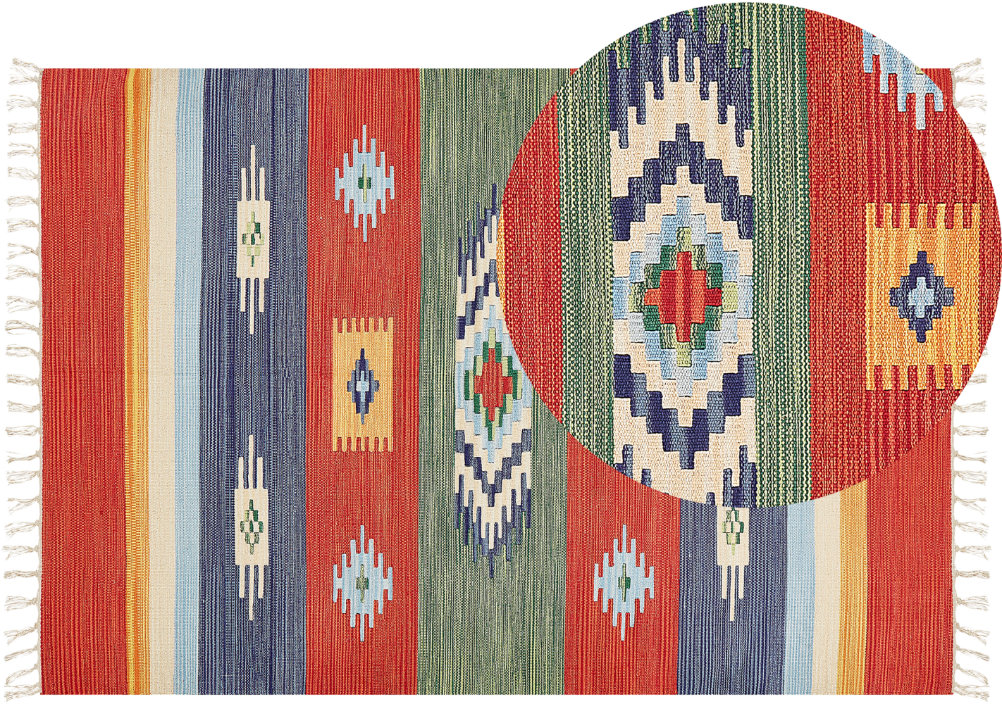 Kelim Teppich Baumwolle mehrfarbig 140 x 200 cm geometrisches Muster Kurzflor KAMARIS Bild 1