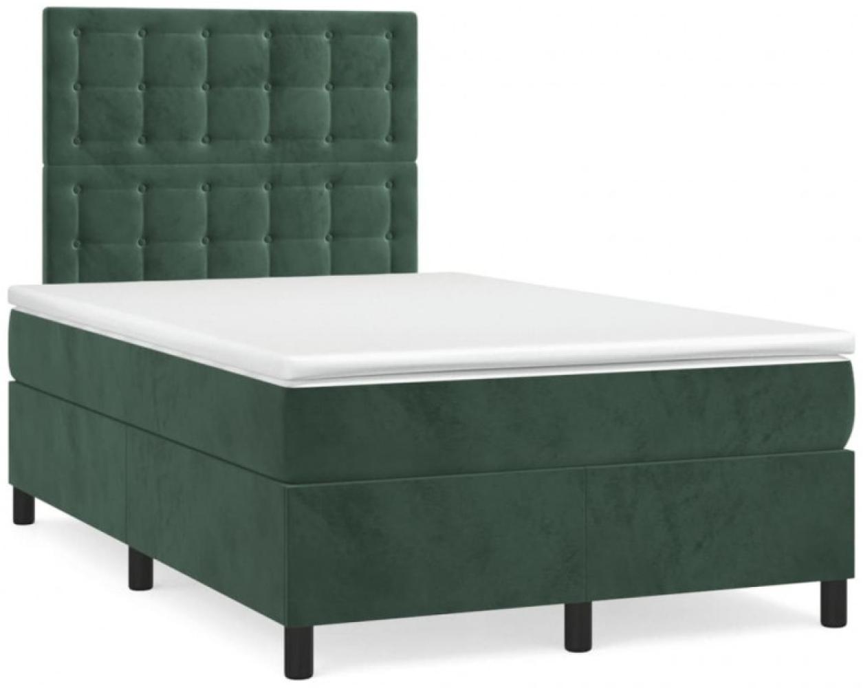 vidaXL Boxspringbett mit Matratze Dunkelgrün 120x200 cm Samt Bild 1