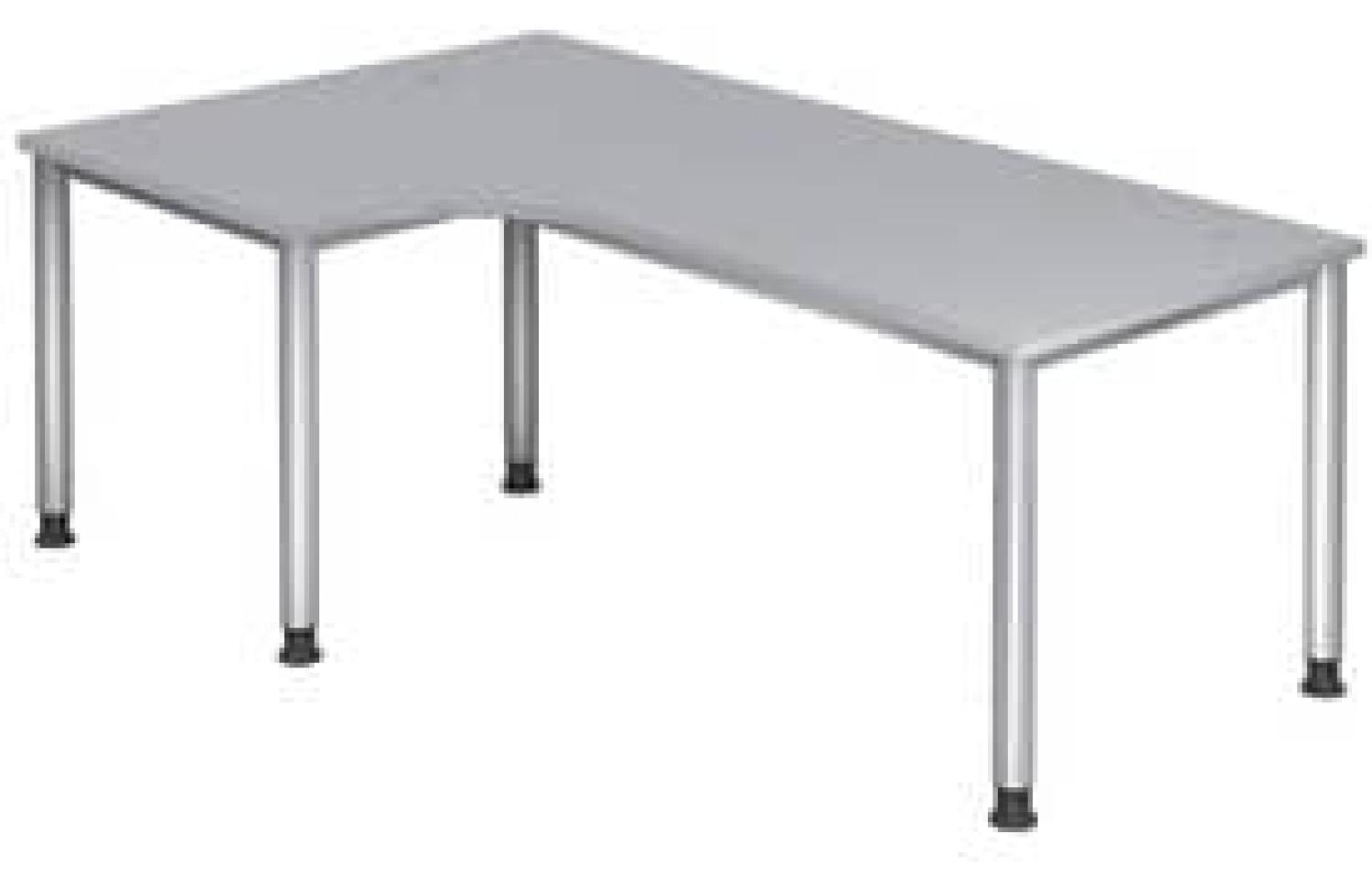 Winkeltisch HS82 4-Fuß / 5-Fuß rund 200x120cm 90° Grau Gestellfarbe: Silber Bild 1