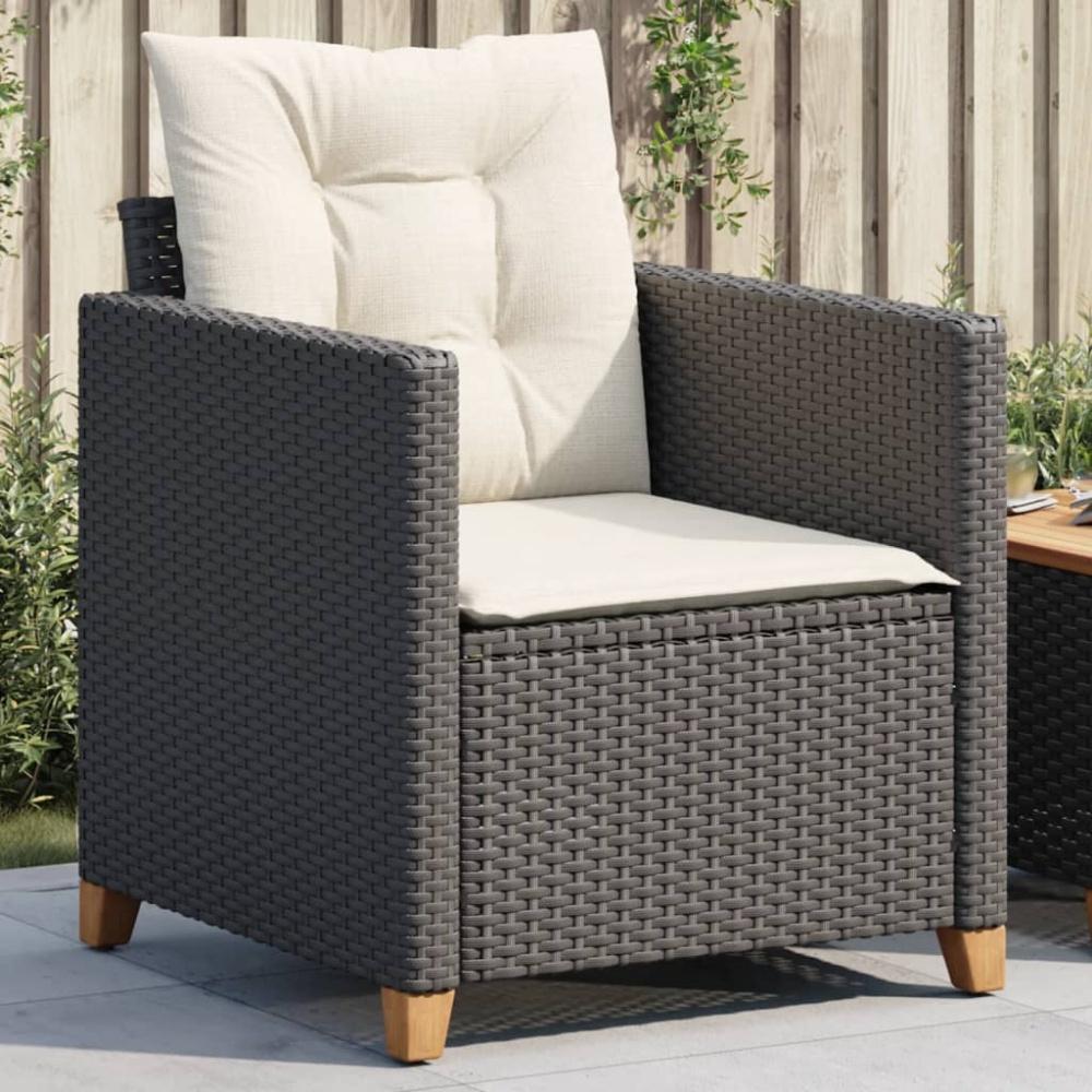 vidaXL Gartensessel mit Kissen Schwarz Poly Rattan Bild 1