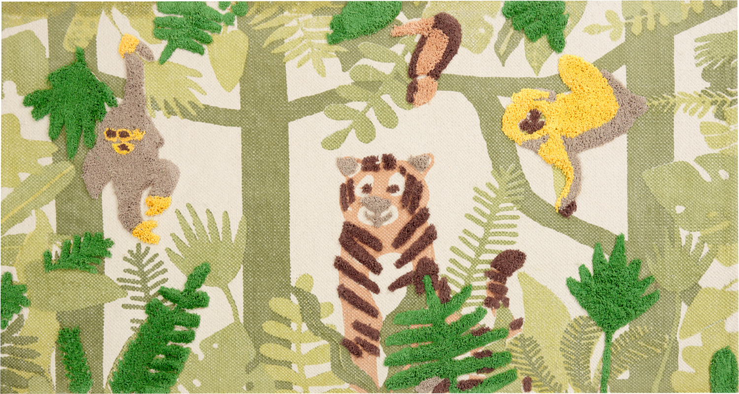 Kinderteppich Baumwolle mehrfarbig 80 x 150 cm Dschungelmotiv JANHTO Bild 1