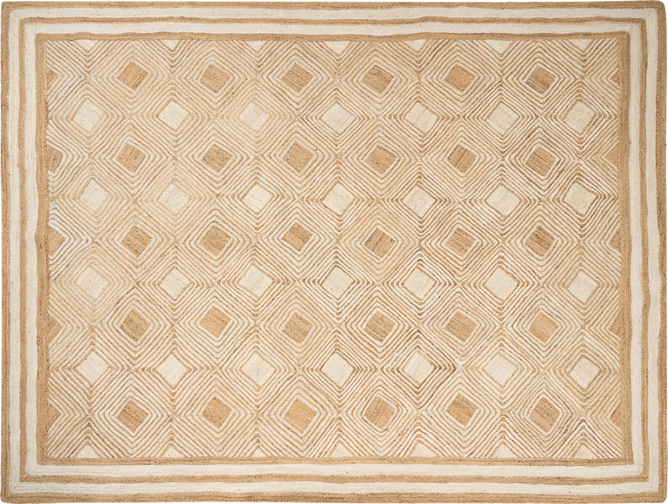 Teppich Jute beige 300 x 400 cm geometrisches Muster Kurzflor MENGEN Bild 1