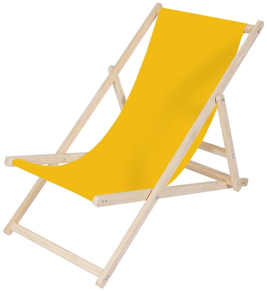 Strandliege Holz Liegestuhl Gartenliege Sonnenliege Strandstuhl Relaxliege Balkonliege - klappbar - Gelb Bild 1