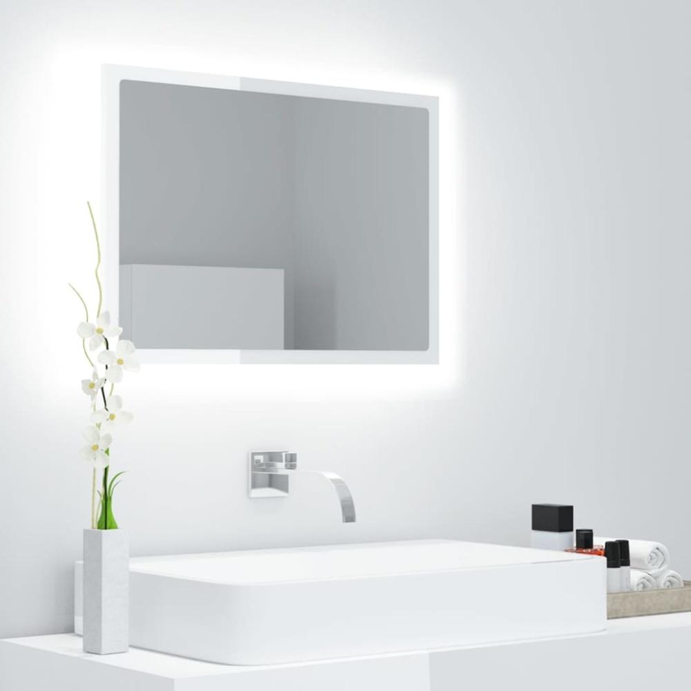 vidaXL LED-Badspiegel Hochglanz-Weiß 60x8,5x37 cm Spanplatte Bild 1