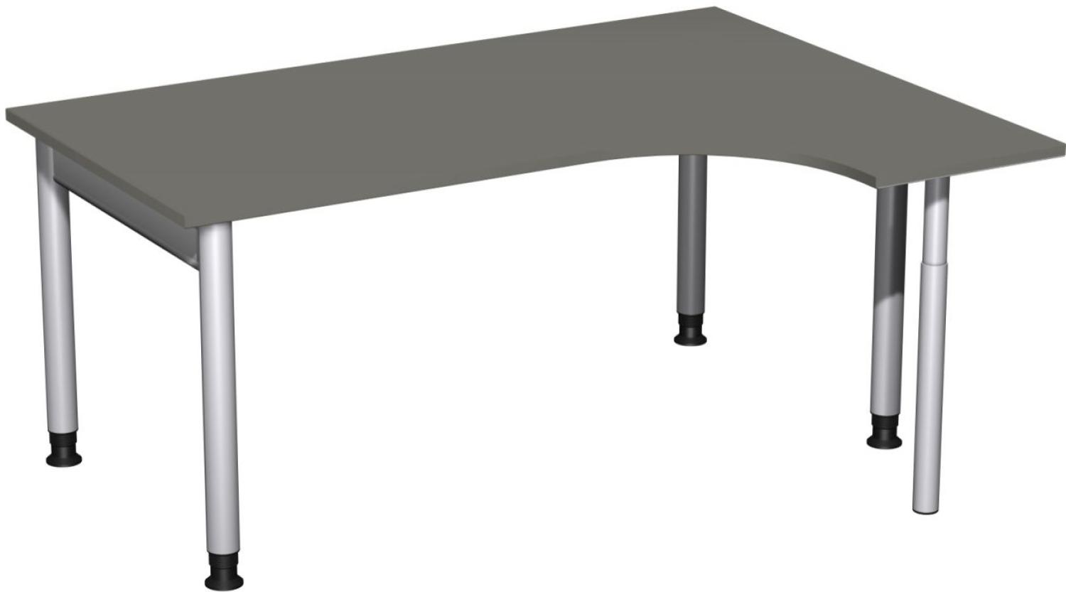 PC-Schreibtisch '4 Fuß Pro' rechts, höhenverstellbar, 160x120cm, Graphit / Silber Bild 1