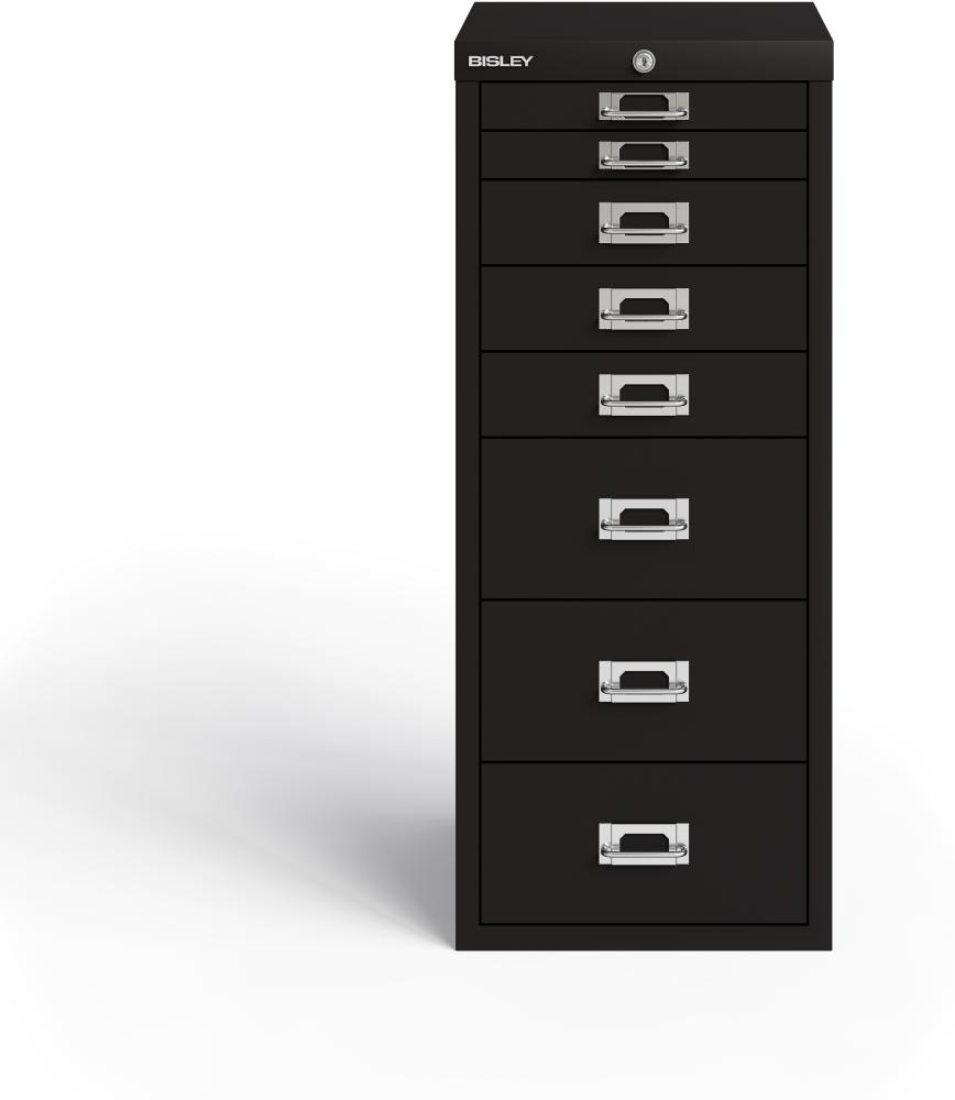 Bisley MultiDrawer™, 29er Serie, abschließbar, DIN A4, 8 Schubladen, Farbe schwarz Bild 1