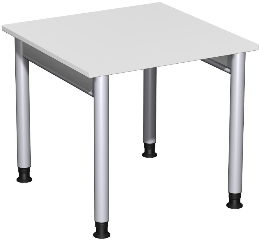 Schreibtisch '4 Fuß Pro' höhenverstellbar, 80x80cm, Lichtgrau / Silber Bild 1