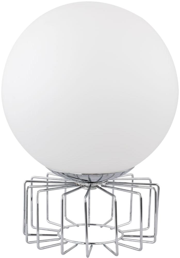 LED Tischleuchte, chrom, Glaskugel, opal, 15 cm, BALU Bild 1
