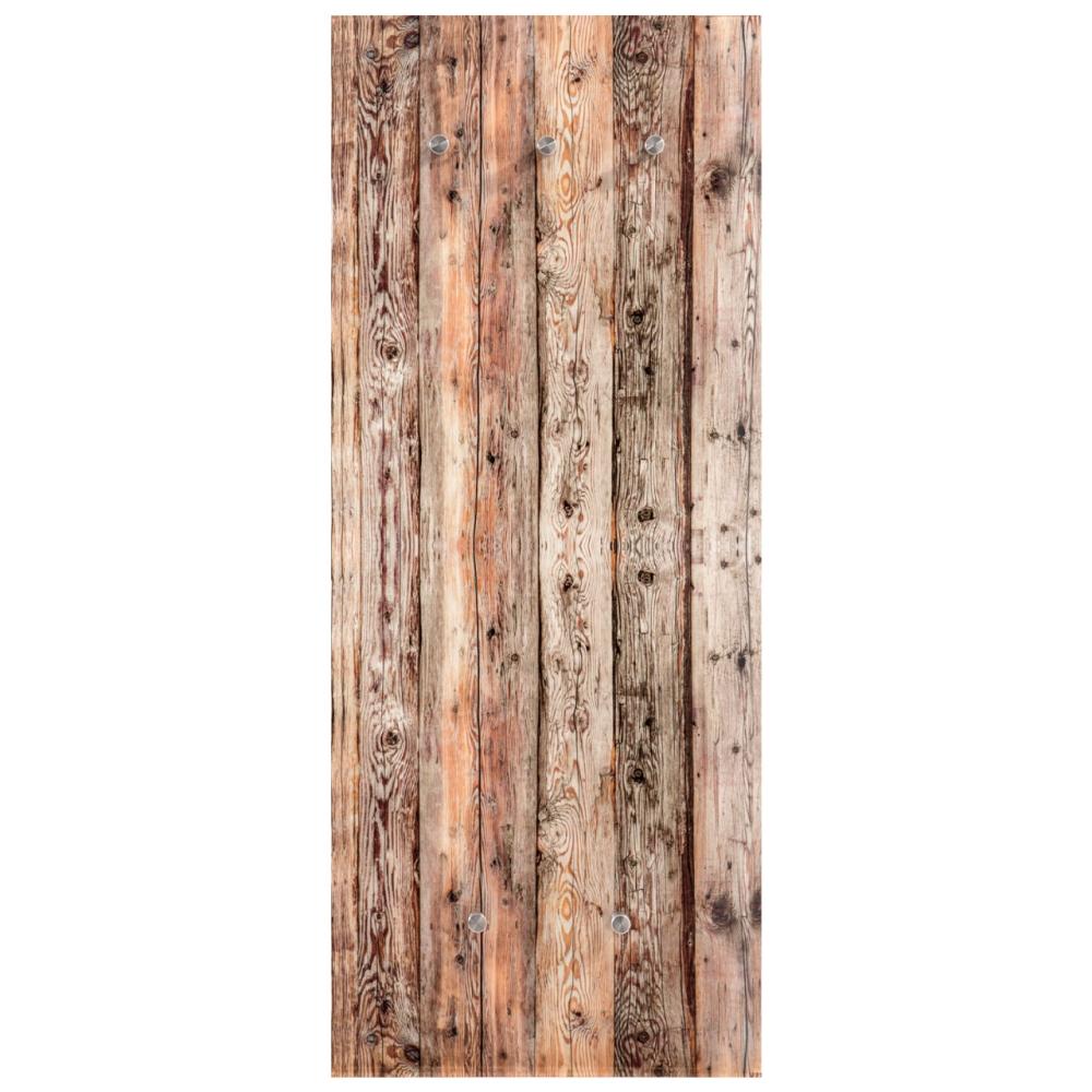 Wandgarderobe aus Glas - Motiv: Holz - 125 x 50cm Bild 1