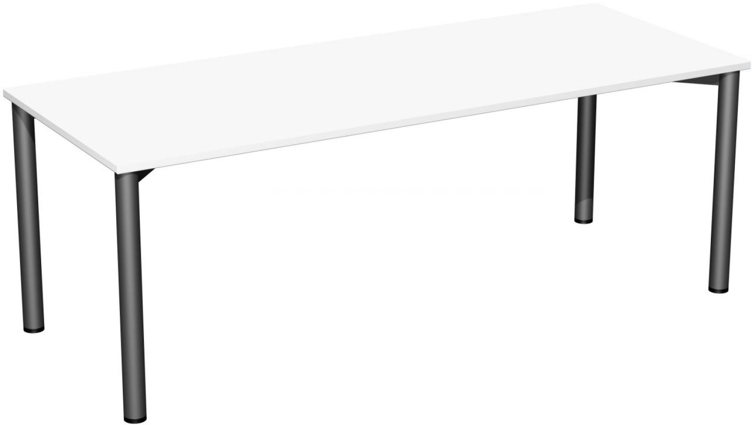Schreibtisch '4 Fuß Flex', feste Höhe 200x80cm, Weiß / Anthrazit Bild 1