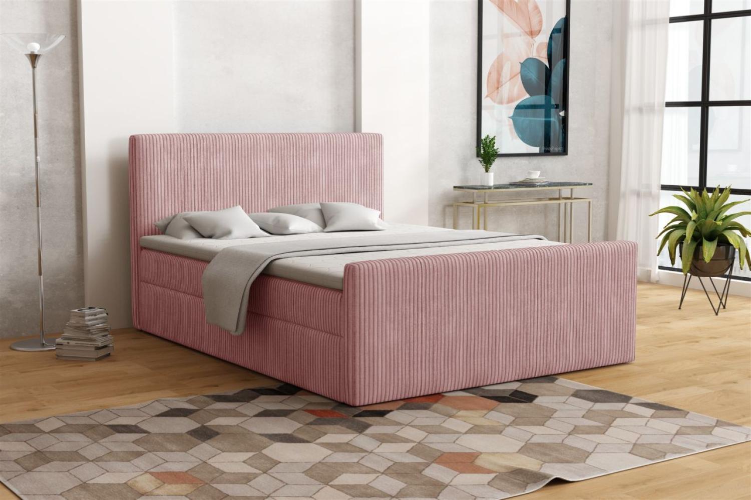 Boxspringbett Schlafzimmerbett IKAROS 140x200cm in Stoff Poso Rose Bild 1