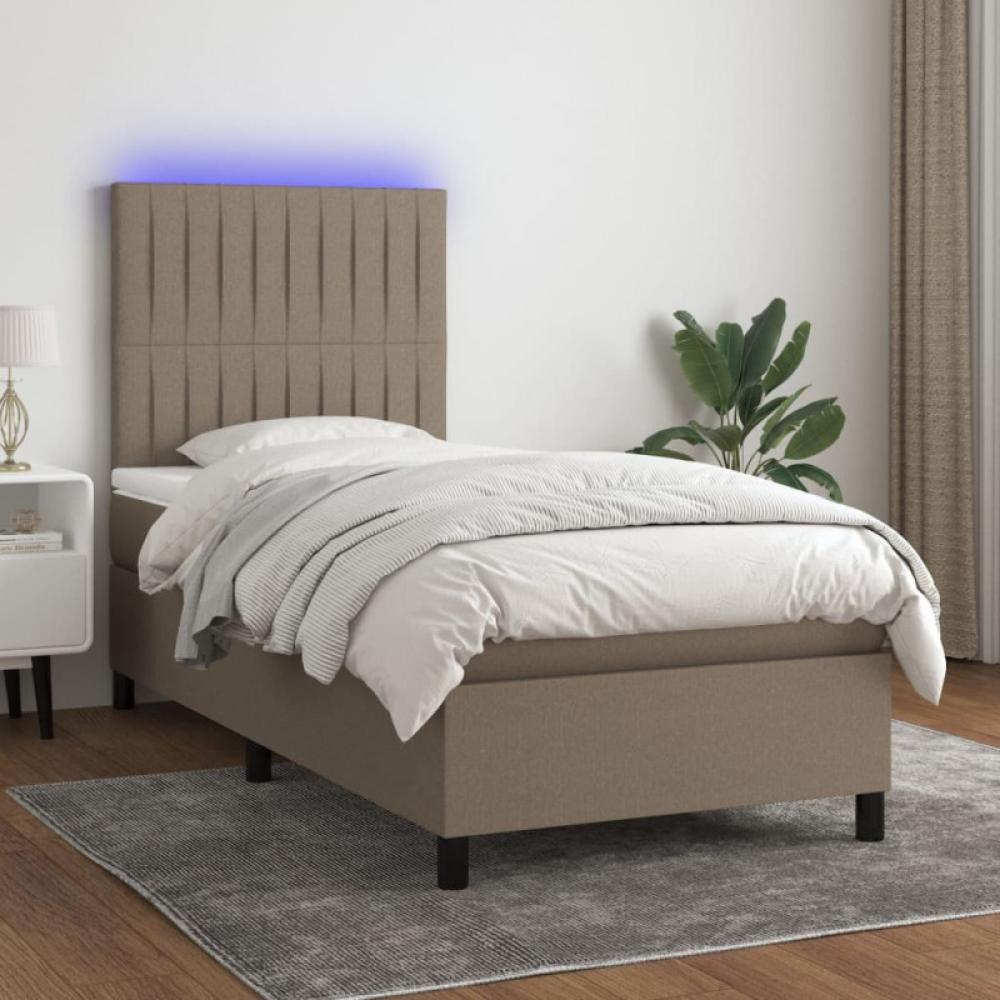 Boxspringbett mit Matratze & LED Taupe 90x190 cm Stoff (Farbe: Taupe) Bild 1