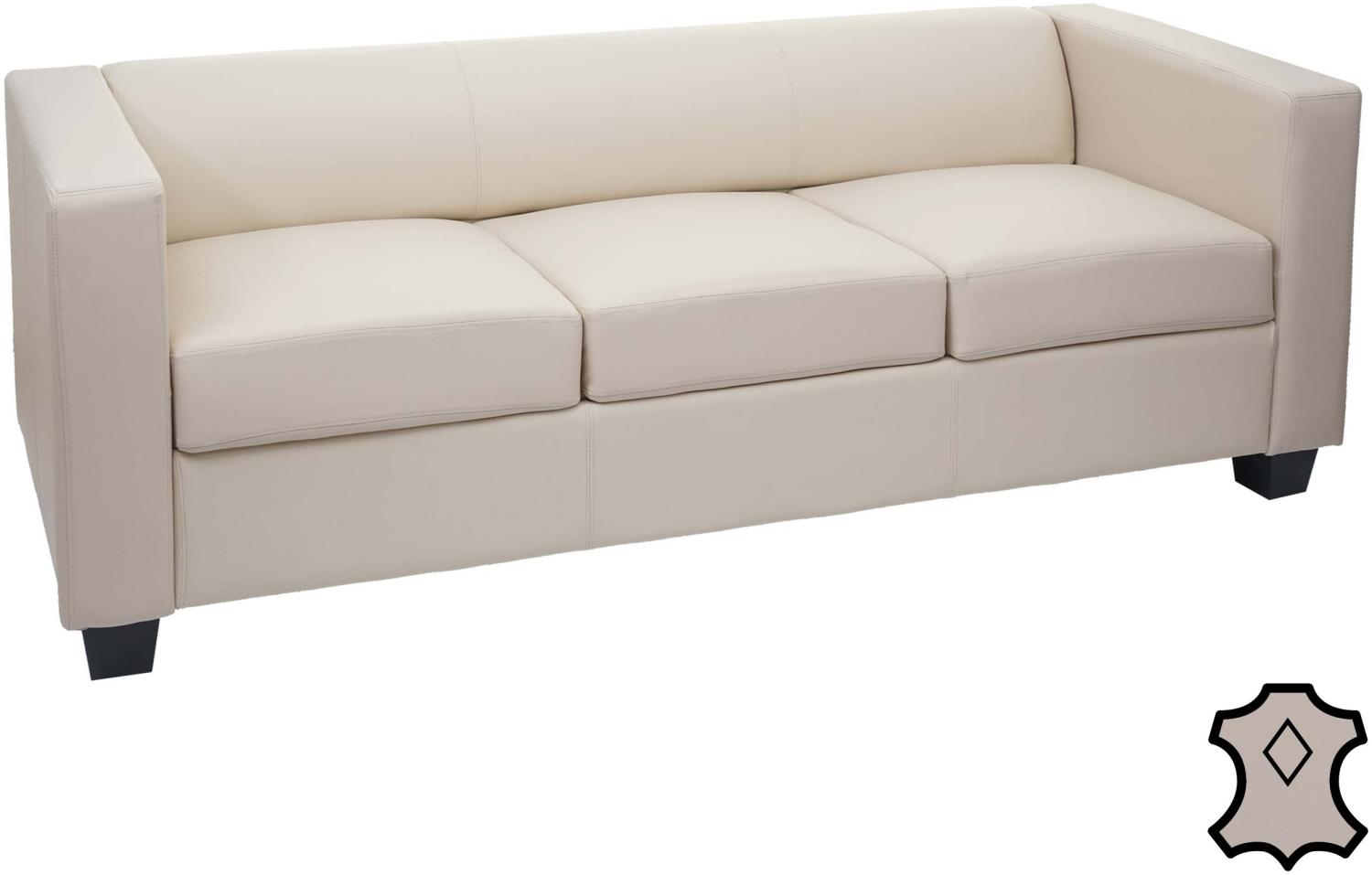 3er Sofa Couch Loungesofa Lille ~ Leder, creme Bild 1