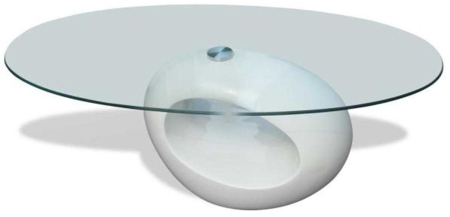 vidaXL Couchtisch mit ovaler Glasplatte Hochglanz Weiß Bild 1