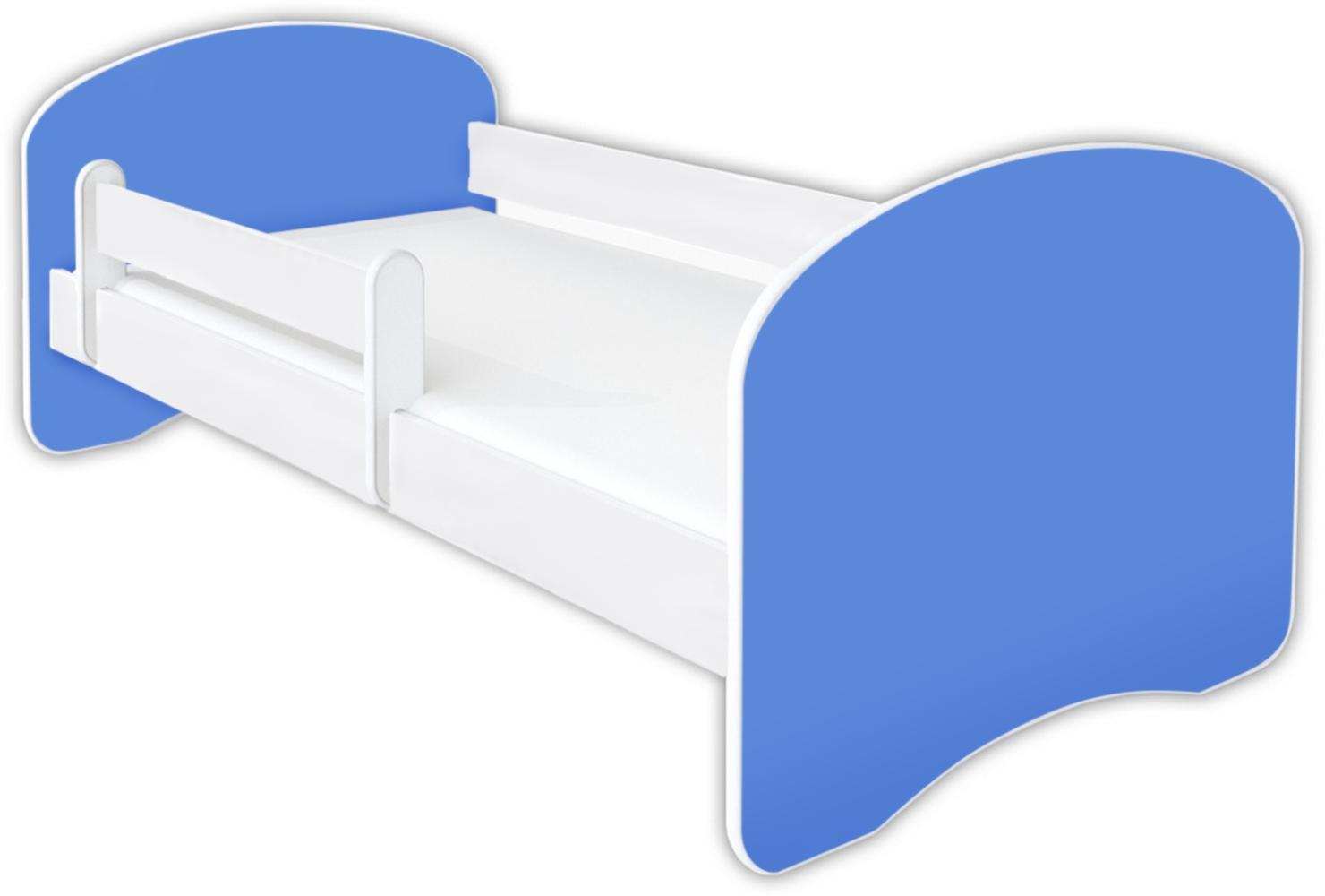 Clamaro 'Schlummerland UNI' Kinderbett 80x180 cm, Blau, inkl. Lattenrost, Matratze und Rausfallschutz (ohne Schublade) Bild 1