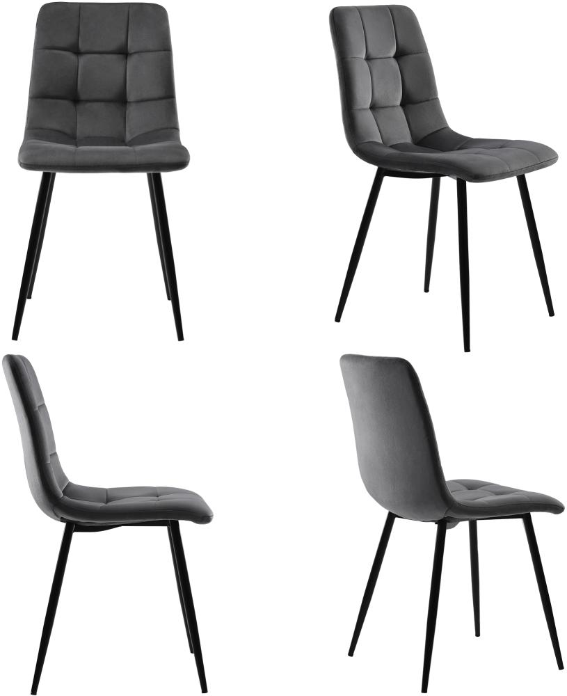 Merax Esszimmerstuhl (4 St), Dunkelgrau,4er-Set Polsterstuhl Design Stuhl mit Rückenlehne,Sitzfläche aus Samt Gestell aus Metall Bild 1