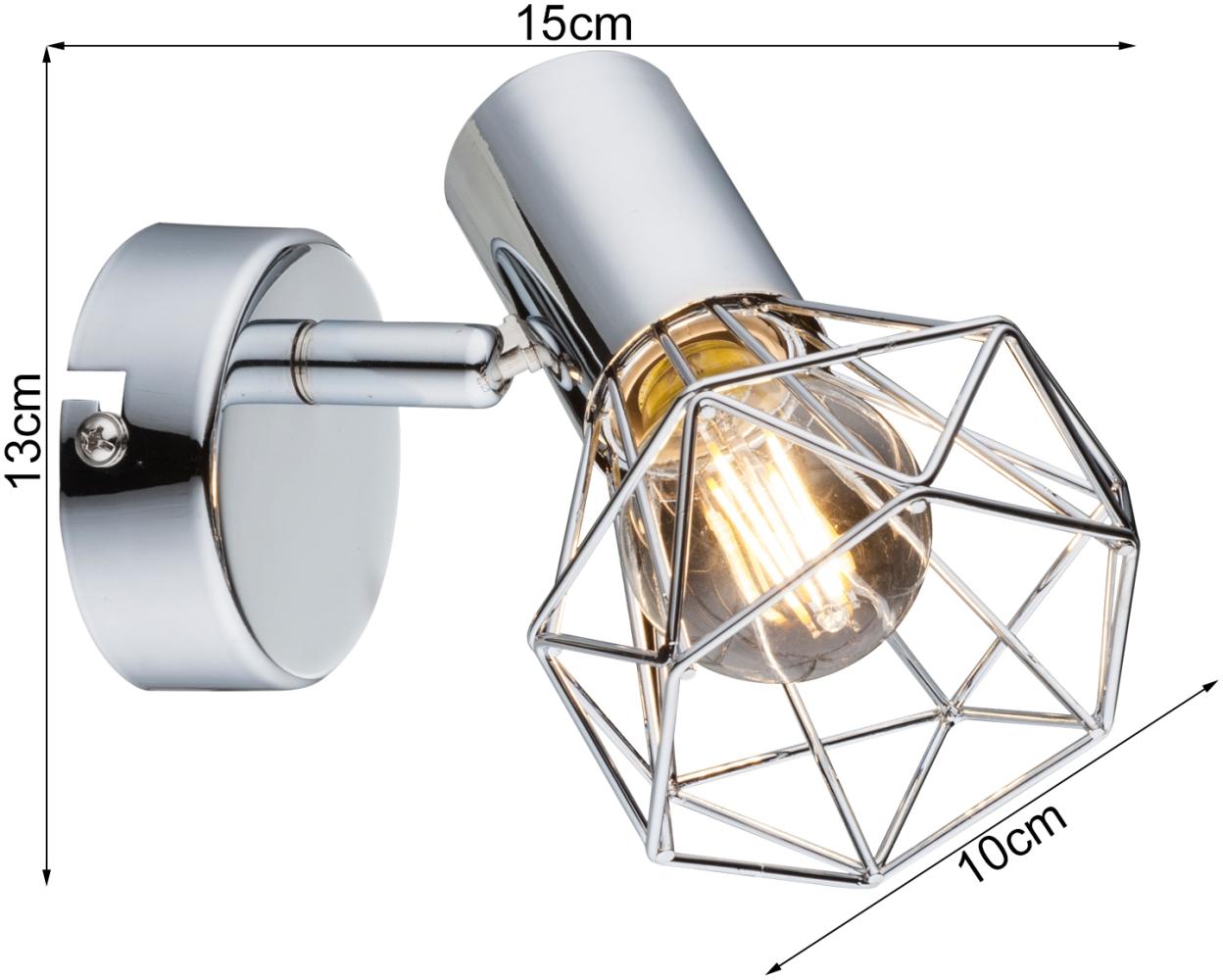 Industrial LED Wandstrahler Gitter Silber Chrom, 1-flammig Bild 1