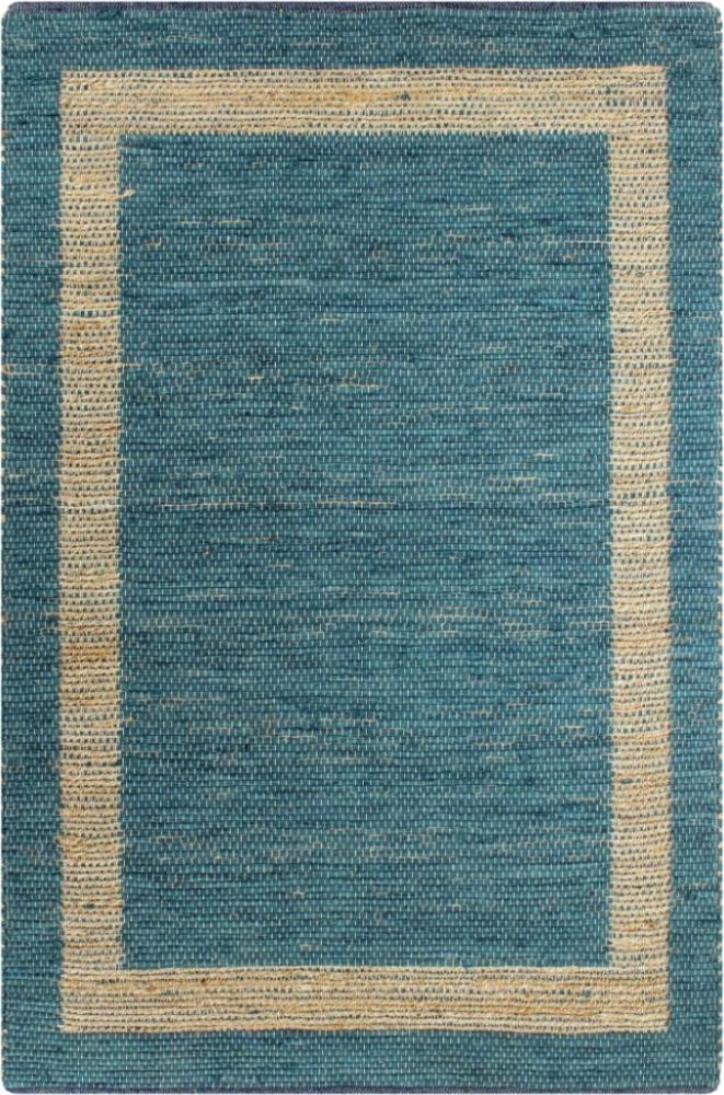 Teppich Handgefertigt Jute Blau 120x180 cm Bild 1