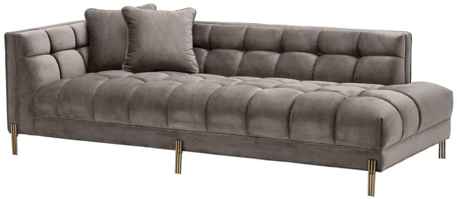 Casa Padrino Luxus Lounge Sofa Grau - Greige / Messingfarben 223 x 95 x H. 68 cm Bild 1