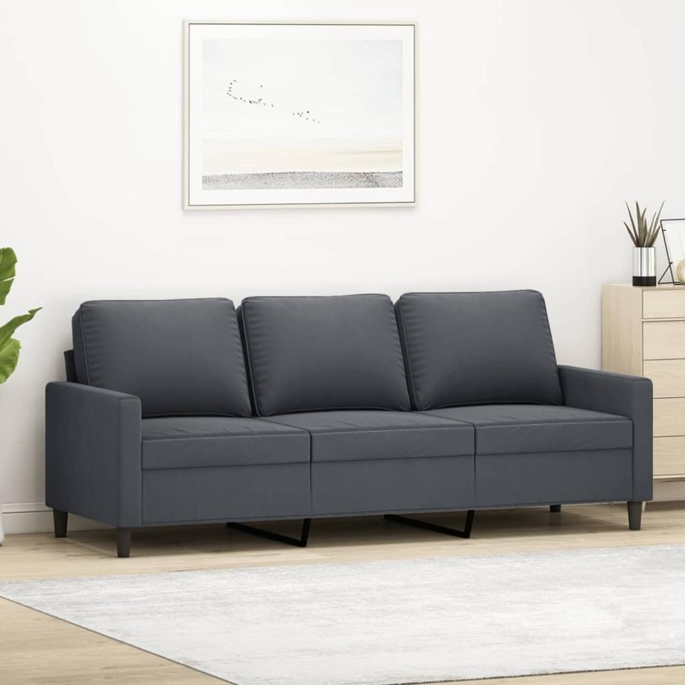 vidaXL 3-Sitzer-Sofa Dunkelgrau 180 cm Samt Bild 1