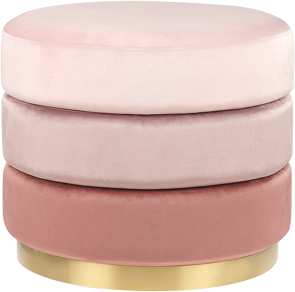 Pouf Samtstoff rosa gold ⌀ 48 cm rund LOUIN Bild 1