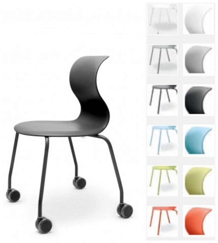Pro 6 Stuhl Vierbeingestell mit Rollen granitgrau Bild 1