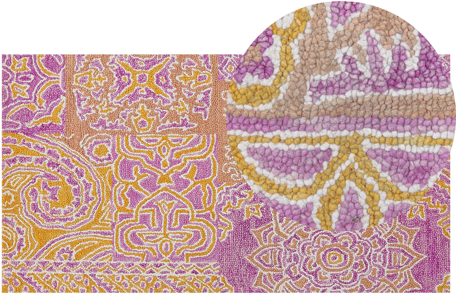 Teppich Wolle mehrfarbig orientalisches Muster 80 x 150 cm Kurzflor AVANOS Bild 1