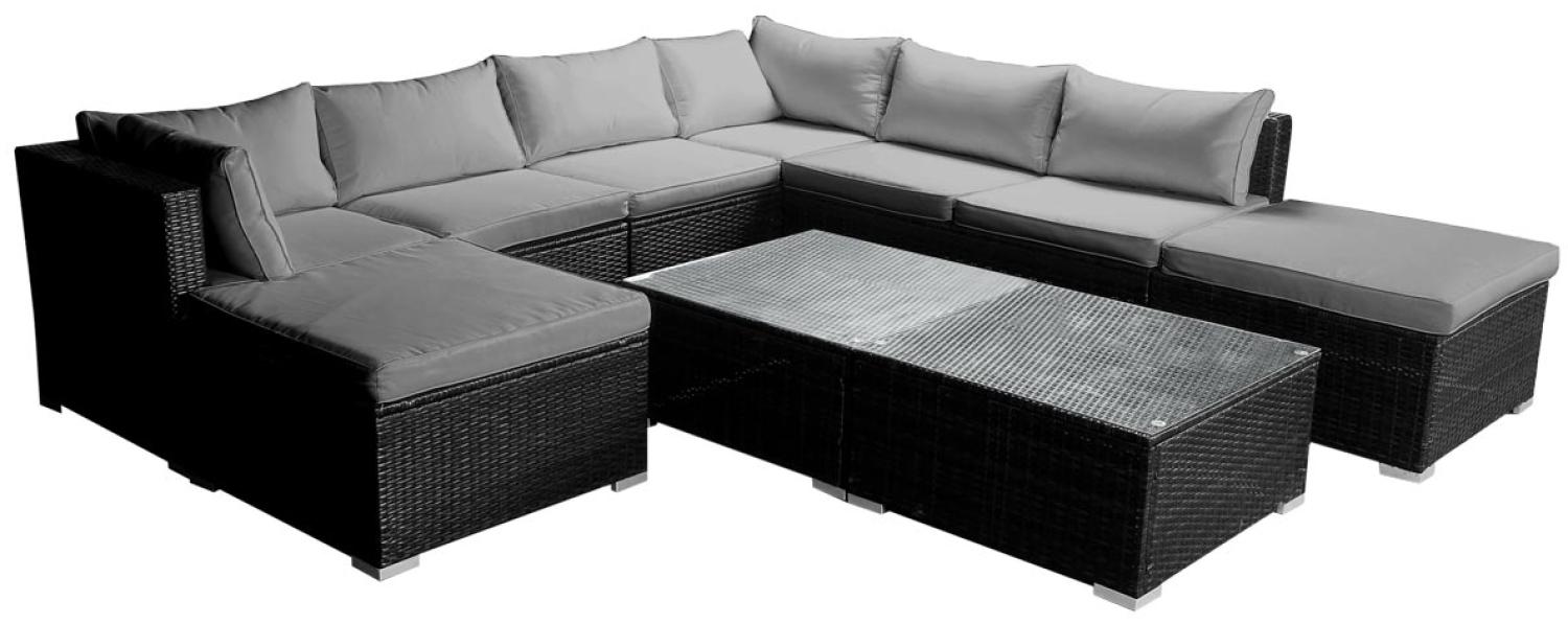 BRAST Gartenmöbel Lounge Sofa Couch Set Wellness Schwarz Poly-Rattan für 7 Personen Bild 1