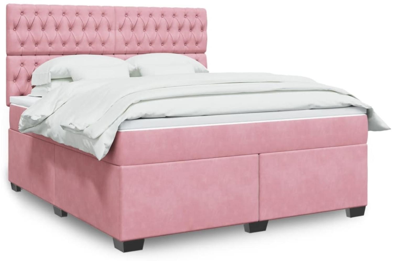 vidaXL Boxspringbett mit Matratze Rosa 180x200 cm Samt 3290989 Bild 1