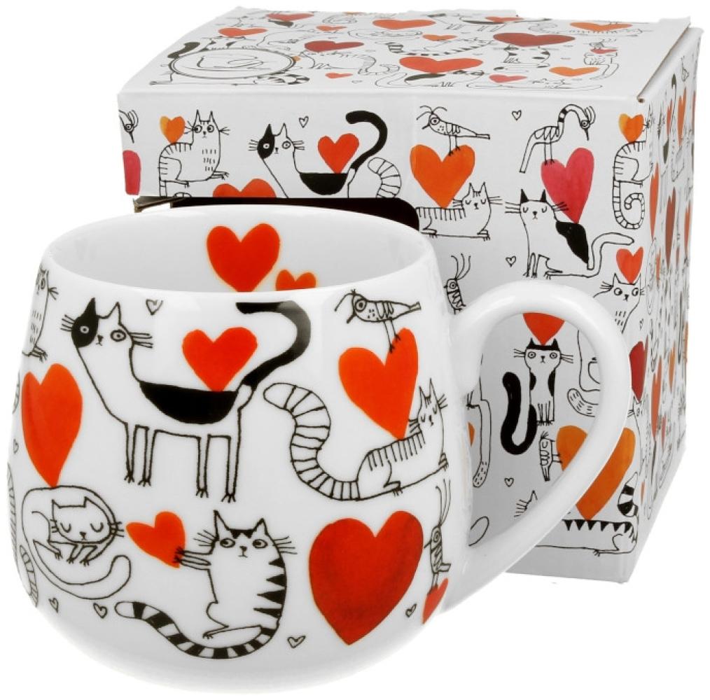 DUO ANIMALS Fassbecher 430 ml CAT'S WORLD – HEARTS New Bone China Porzellan Bild 1