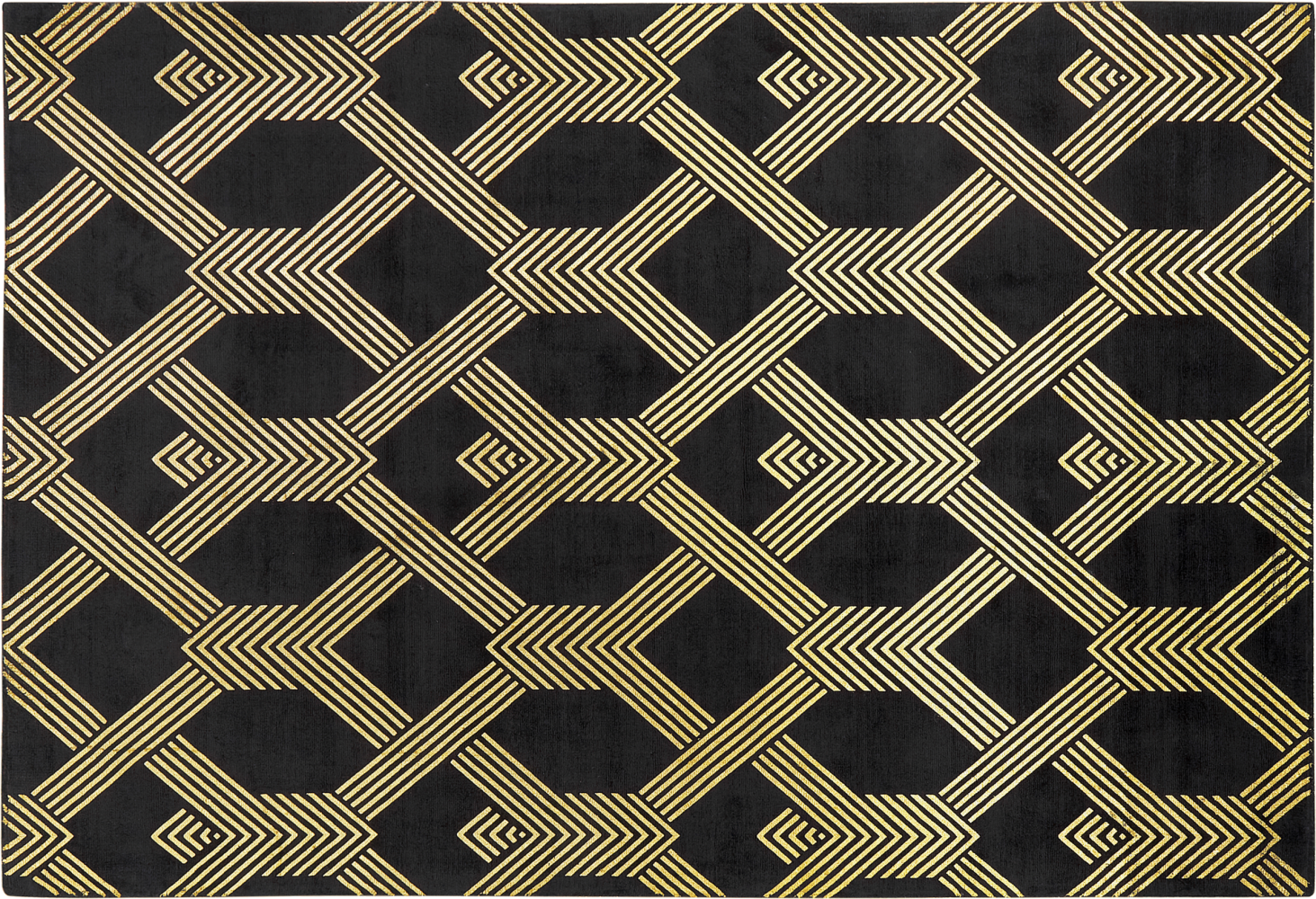 Teppich schwarz / gold 160 x 230 cm geometrisches Muster Kurzflor VEKSE Bild 1