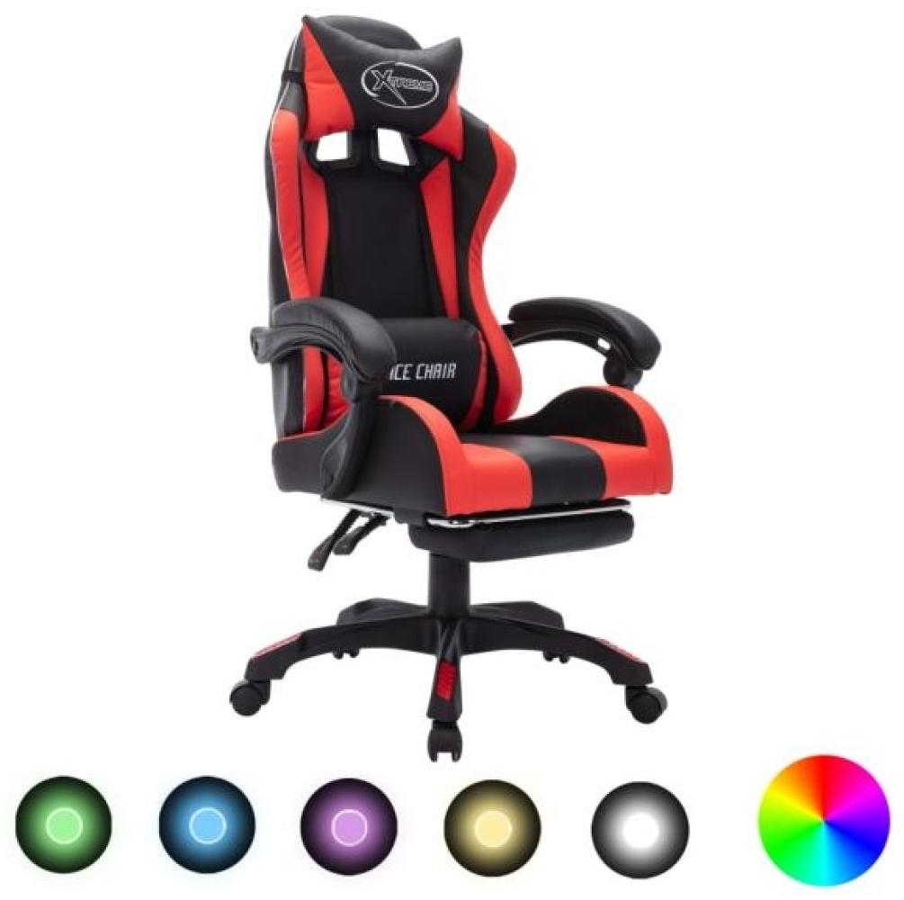 Gaming-Stuhl mit RGB LED-Leuchten Rot und Schwarz Kunstleder Bild 1