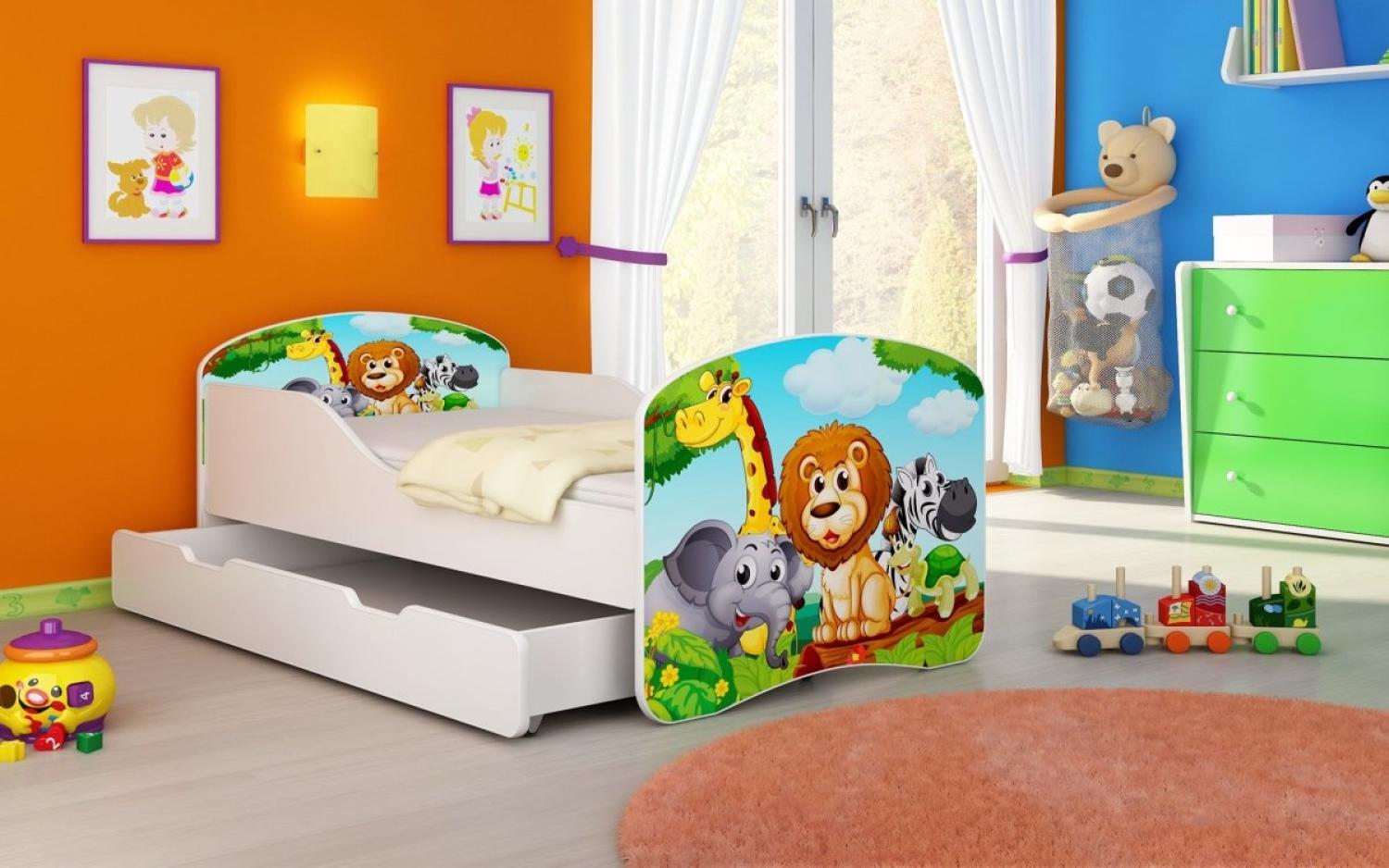 Kinderbett Luna mit Stauraum und verschiedenen Motiven 160x80 Jungle Bild 1