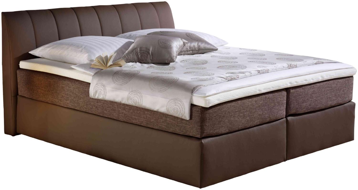 Maintal Boxspringbett Vanilla, 100 x 200 cm, Strukturstoff, 7-Zonen-Kaltschaum Matratze H2, braun Bild 1