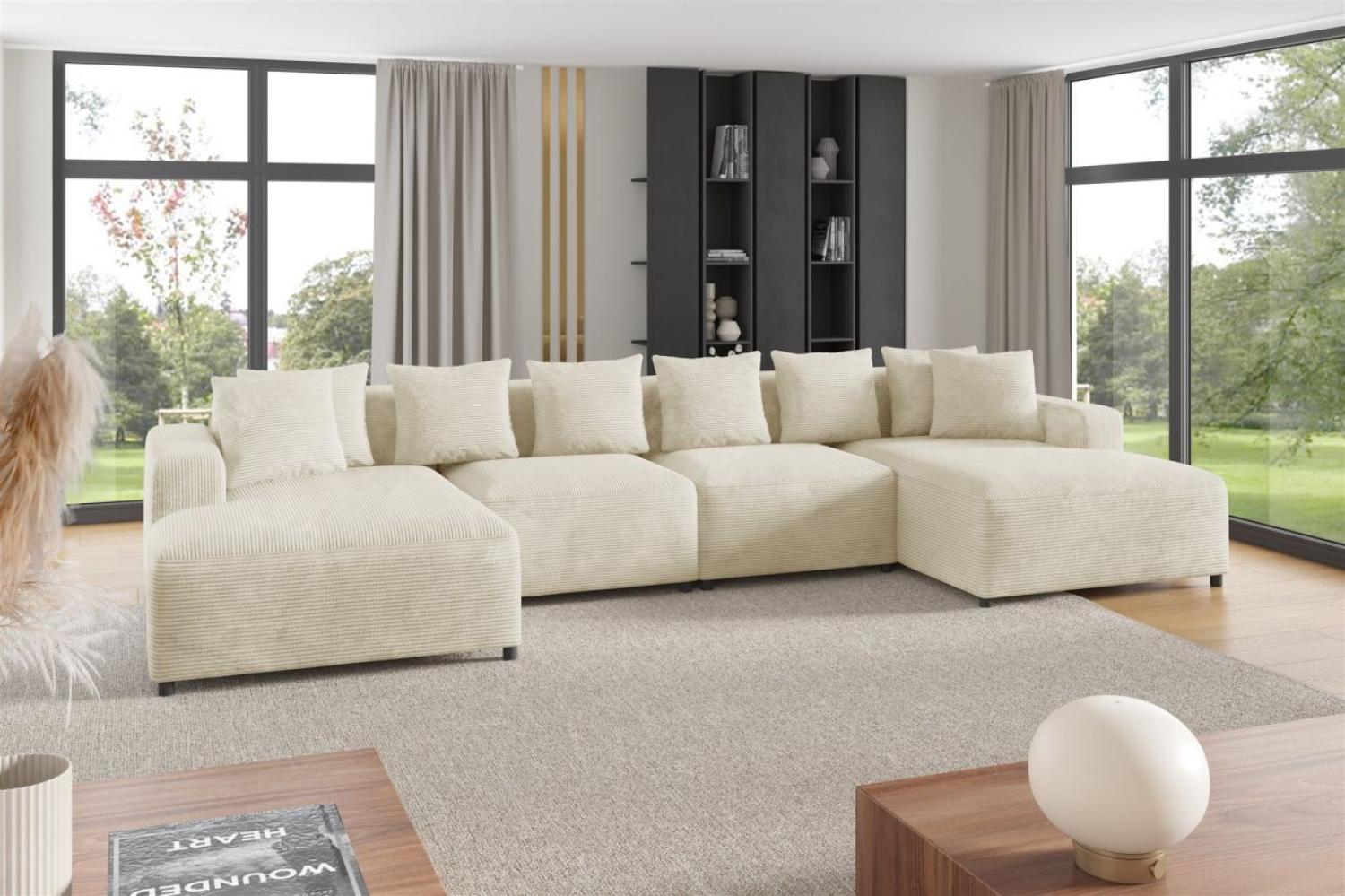 Wohnlandschaft Sofa U-Form Designersofa MEGAN in Stoff Poso Creme Bild 1